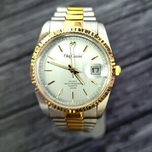 Rare‎ Vintage Oleg Cassini Mens Diamond Watch W Box Papers